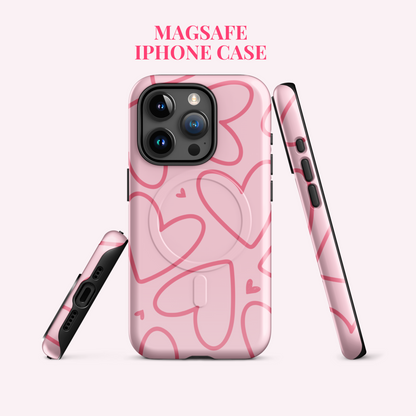 Pretty Pink Heart Pattern Phone Case. MagSafe® tough case for iPhone®