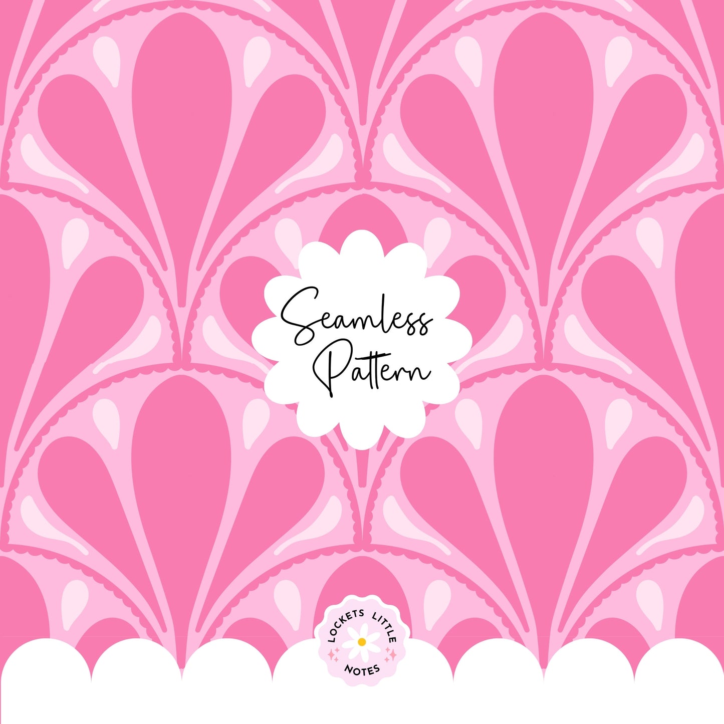Bold Pink Scallop Seamless Pattern (Digital Download)
