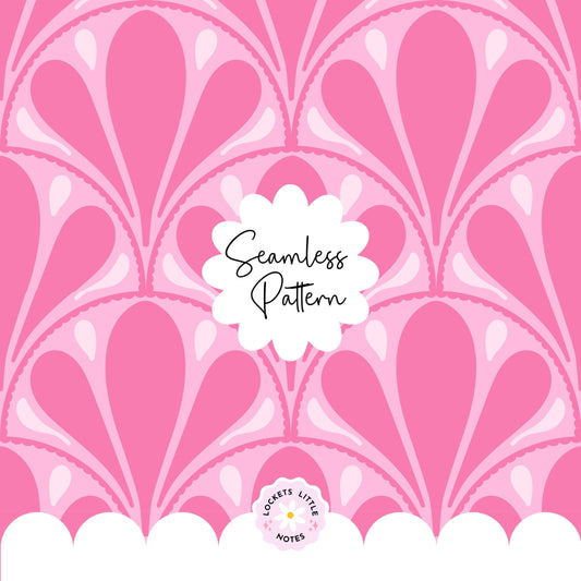Bold Pink Scallop Seamless Pattern (Digital Download)