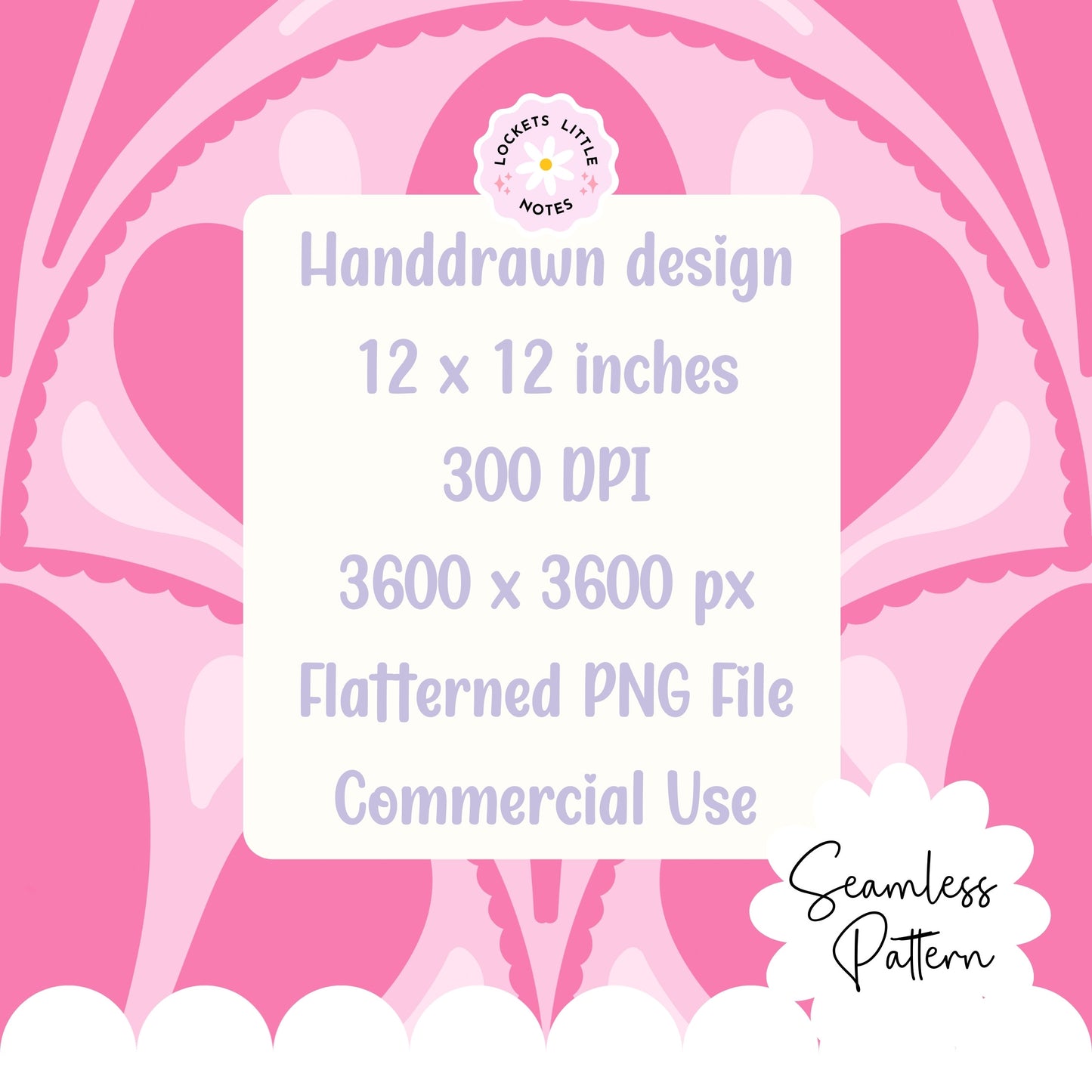 Bold Pink Scallop Seamless Pattern (Digital Download)