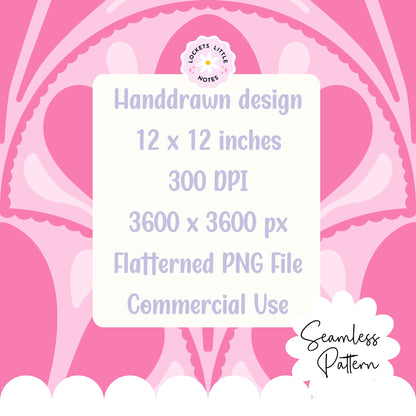 Bold Pink Scallop Seamless Pattern (Digital Download)