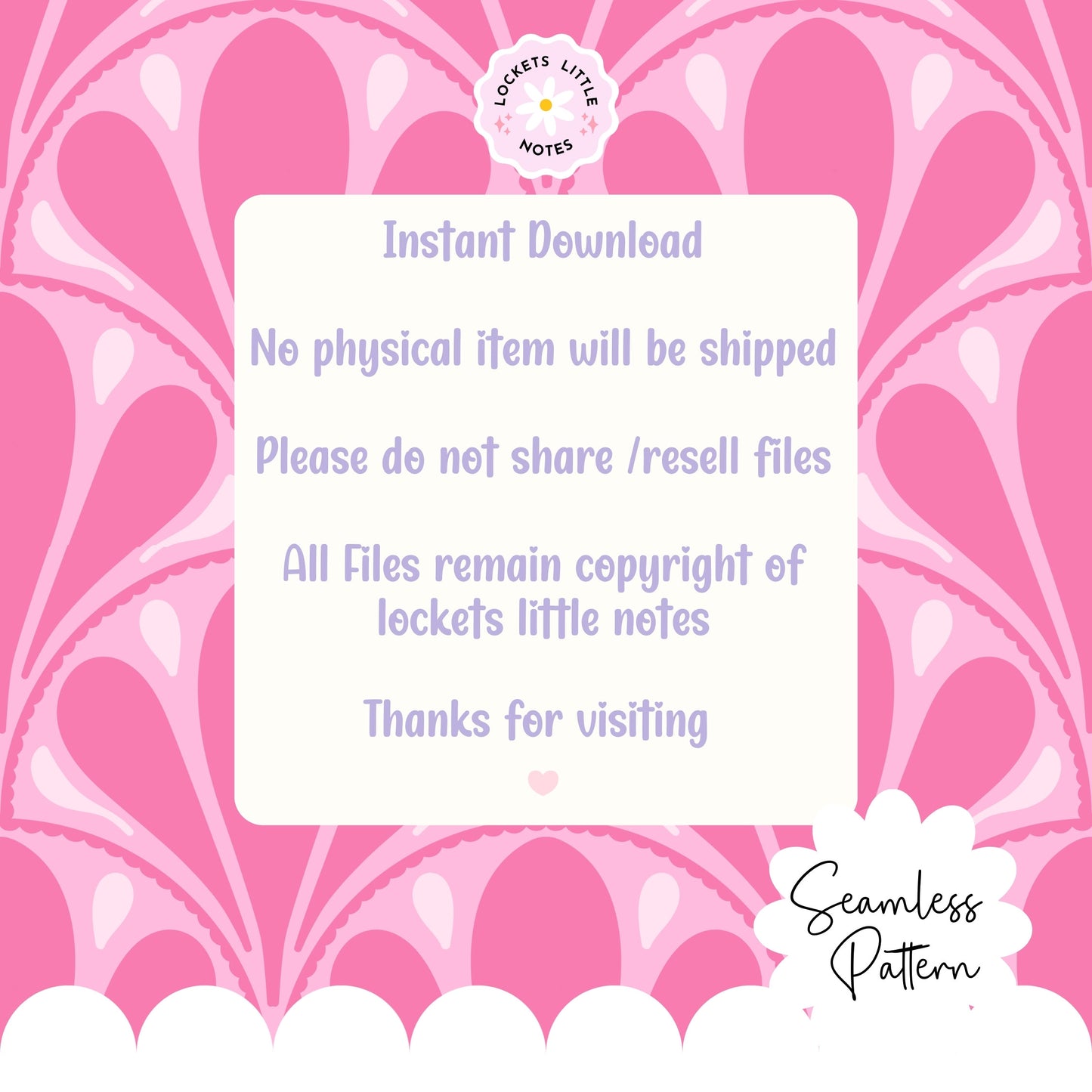Bold Pink Scallop Seamless Pattern (Digital Download)