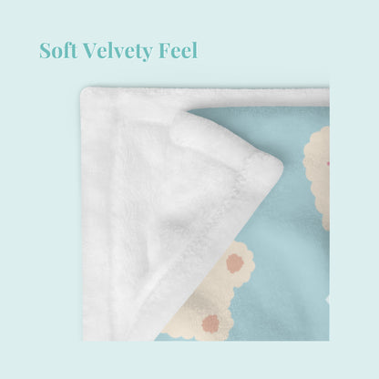 Fluffy Cream Bear pastel green/blue Throw Blanket