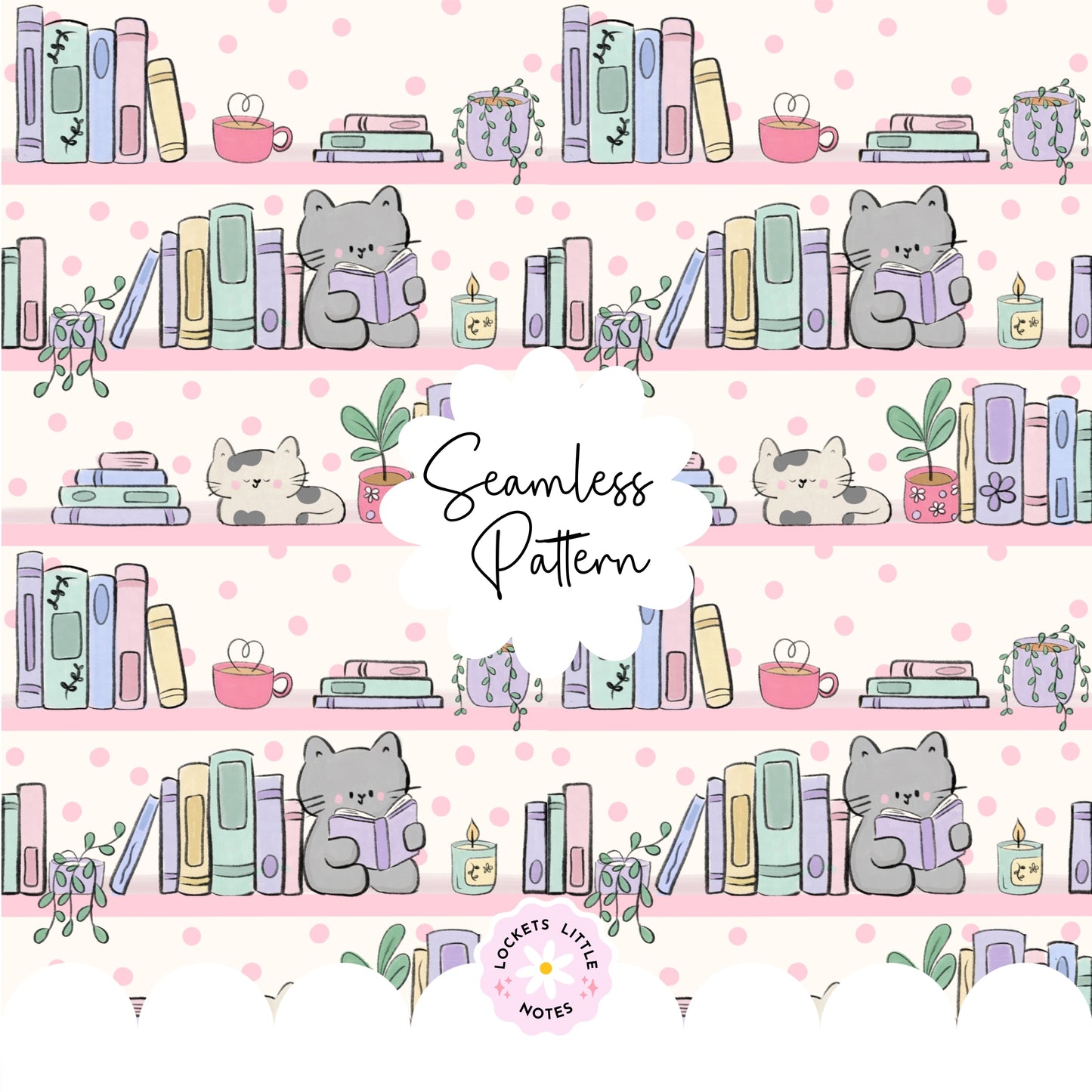 Cozy Bookcase Seamless Pattern (Digital Download)