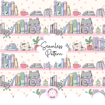 Cozy Bookcase Seamless Pattern (Digital Download)