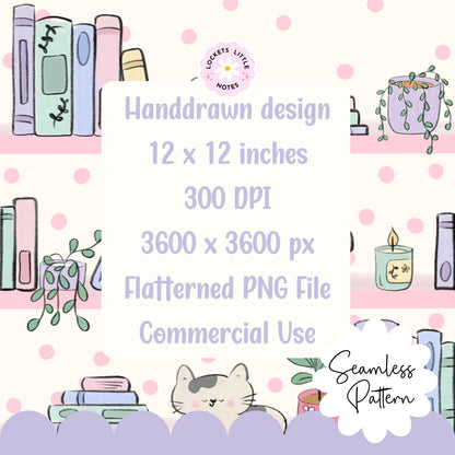 Cozy Bookcase Seamless Pattern (Digital Download)