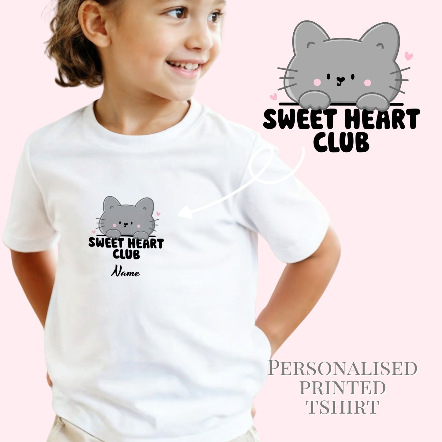 Sweetheart Club T-shirt. Personalised kids T-shirt.