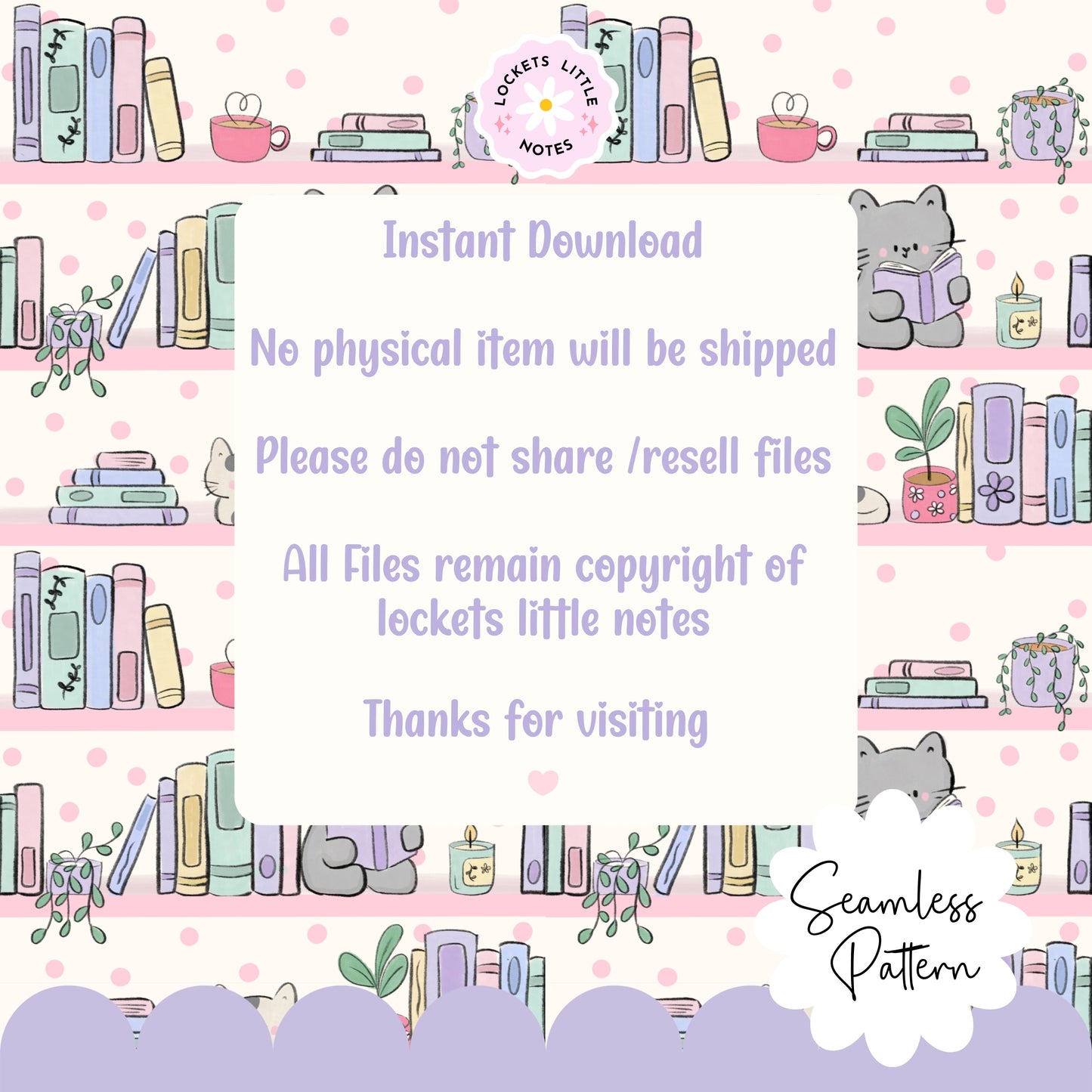 Cozy Bookcase Seamless Pattern (Digital Download)