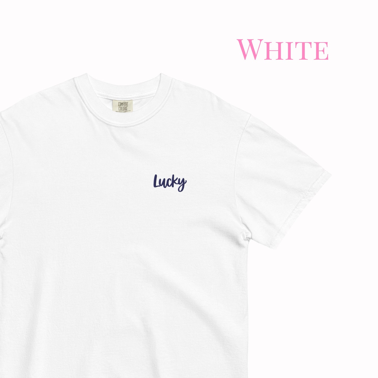 Lucky Embroidered T-shirt – Minimalist Good Luck Shirt