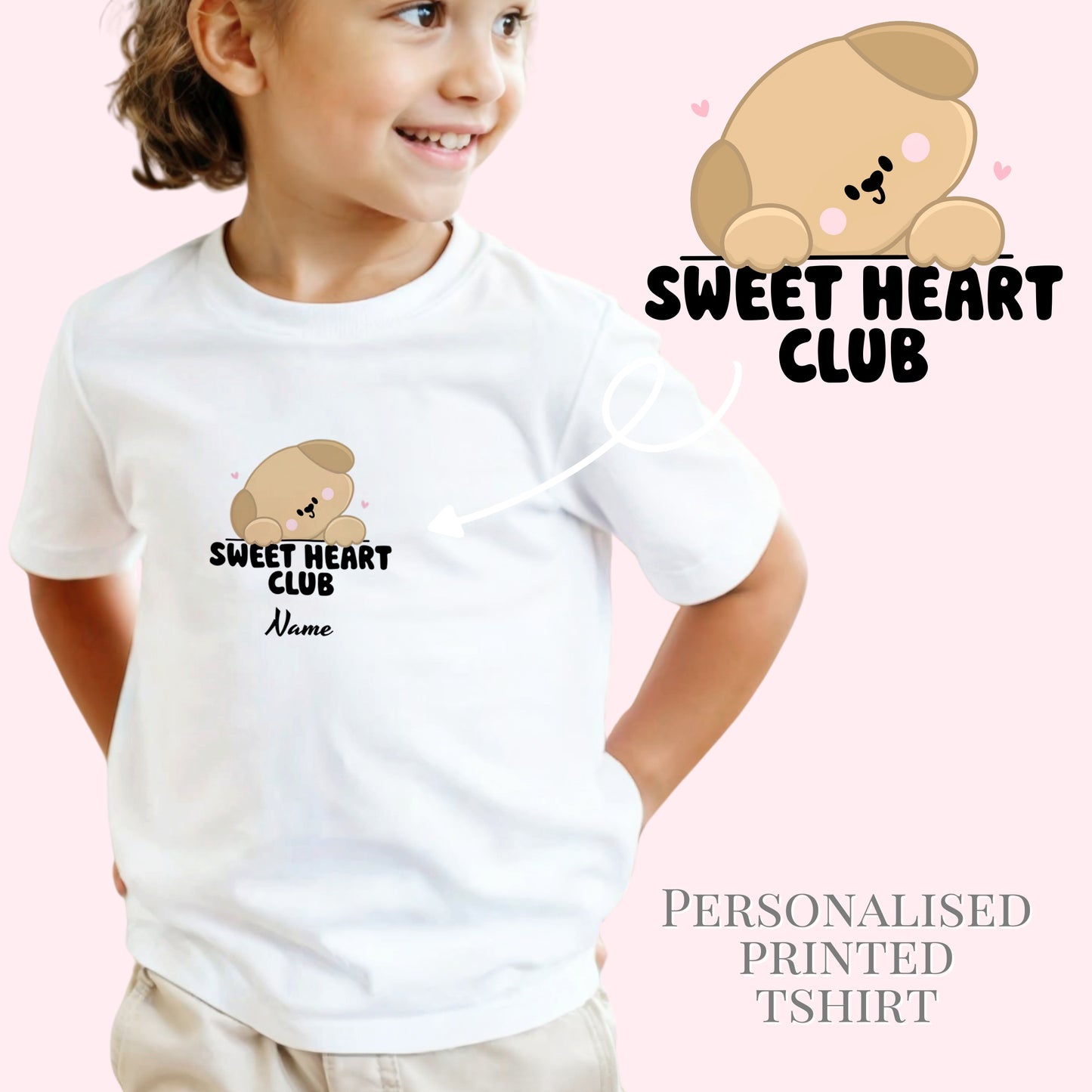 Sweetheart Club T-shirt. Personalised kids T-shirt.
